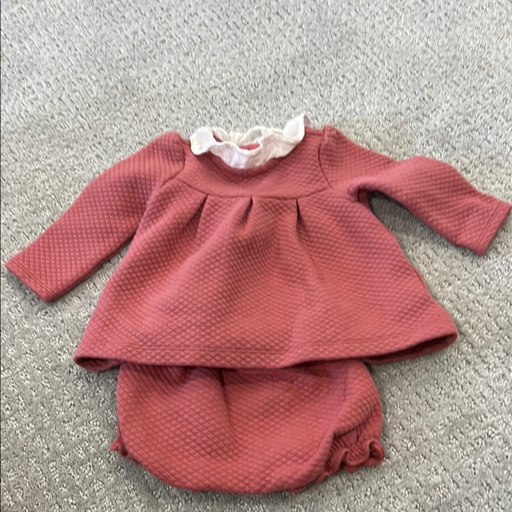 Pink Quilted Baby Dress Set
